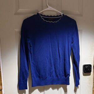 Banana Republic Royal Blue Sweater with Scalloped Neckline Size XS